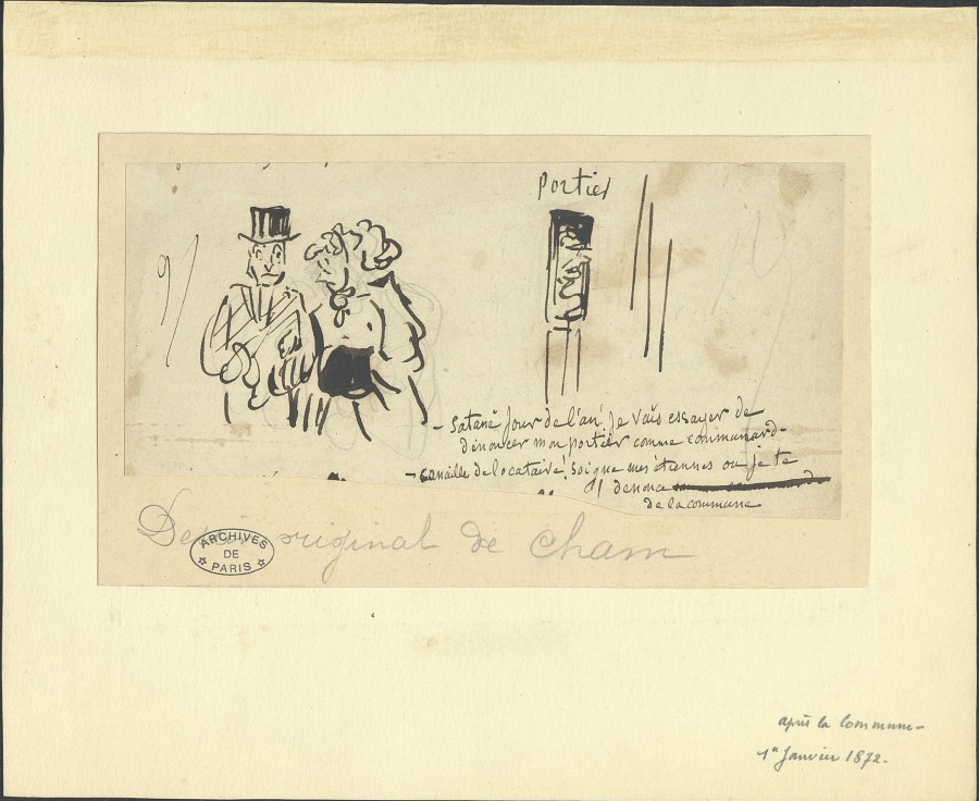 "Aprs la Commune", caricature de Cham, 1er janvier 1872. Archives de Paris, D1J 18.