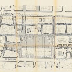 APUR : intégration du centre Beaubourg : secteur piétonnier des Halles zone est, 1971-1977. Archives de Paris, 1514W 157.