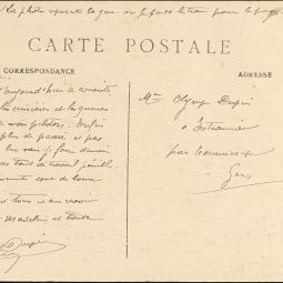 "Paris - Gare du Quai d'Orsay", carte postale, verso, 1918. Archives de Paris, fonds Dupin, NC.