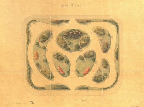 Square Montholon, création et aménagement : plans, s.d. [1862-1905]. Archives de Paris, VM90 394(1). 