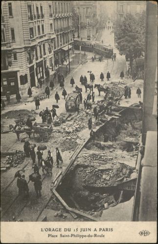 L&#8217;orage du 15 juin [1914] à Paris. Place Saint-Philippe-du-Roule. Archives de Paris, 8Fi 13. 
