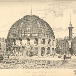 Gravure « Travaux de la Halle aux Blés » s.d. [19e siècle]. Archives de Paris, D2Z 1.