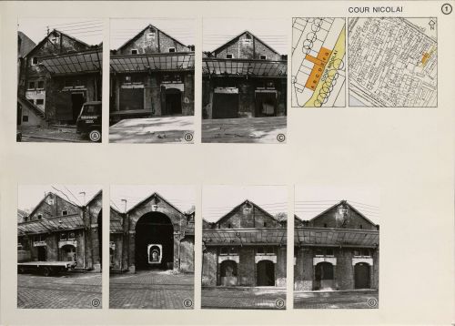 Photographies des chais de Bercy, cour Nicolai, Atelier parisien d&#8217;urbanisme (APUR), date. Archives de Paris, 3431W 677. 