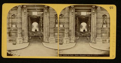 Ruines de Paris, entrée d&#8217;honneur du Palais des Tuileries, 1871. Archives de Paris, 11Fi 2191. 