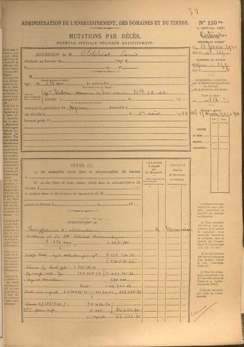 Déclaration de succession définitive de Louis Blériot, n°365 du 28 février 1944, 6e bureau. Archives de Paris, DQ7 31390.
