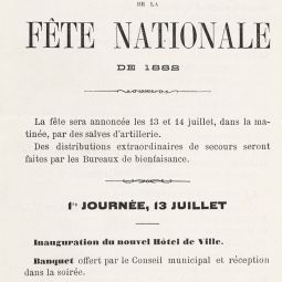 Conseil municipal de Paris, protocole : programme de la Fête nationale de 1882. Archives de Paris, VK3 81. 