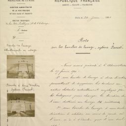 Service technique de la voie publique et de l’éclairage : note sur les bouches de lavage « système Fauvet », 24 juin 1901, page 1. Archives de Paris, VONC 1478. 