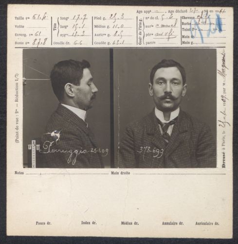 Photographies extraites du dossier de procédure de Vincenzo Peruggia, 1911-1914. Archives de Paris, D3U6 158.