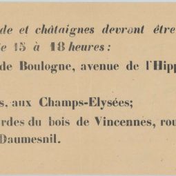 Affiche du ministère de l’agriculture sur le ramassage des marrons d’Inde et des châtaignes [suite], s.d. [c.1917]. Archives de Paris, DM7 30.