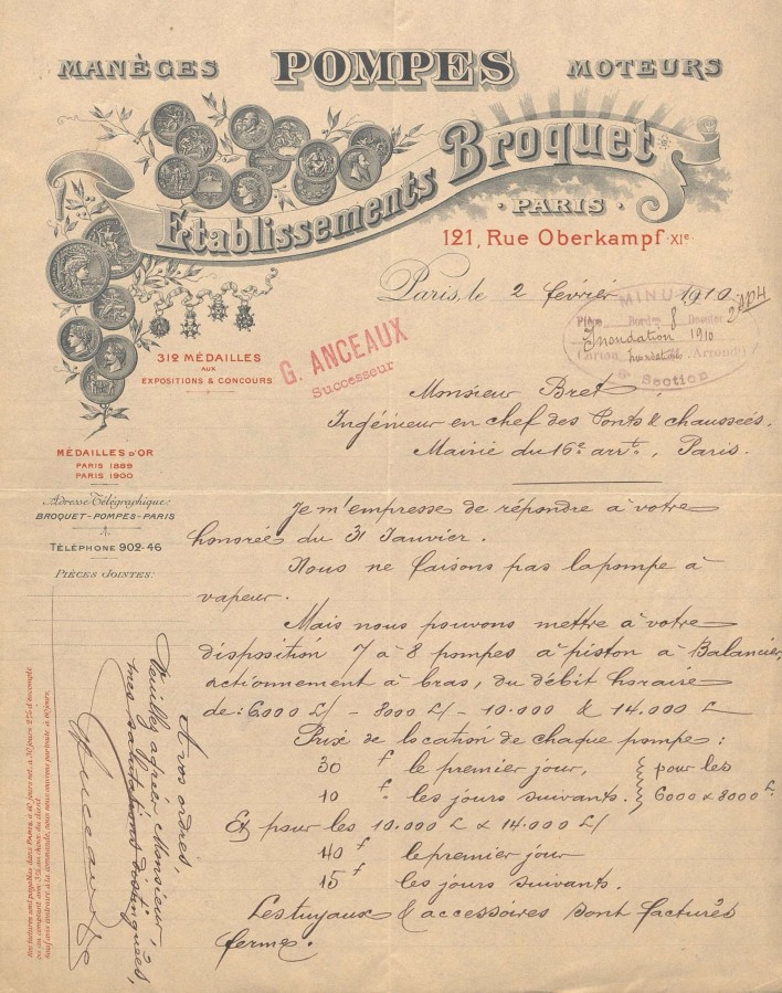 Lettre des tablissements Broquet,  l'ingnieur en chef de la 6e section, D3S4 25.