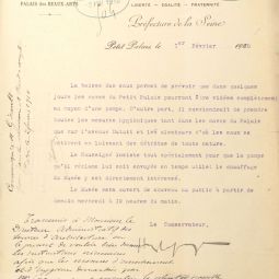 Lettre du conservateur du Petit Palais à la préfecture de la Seine, VM91 4.