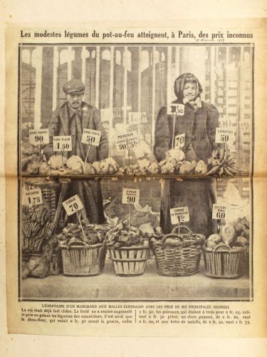 Article de journal : " Les modestes lgumes du pot au feu, atteignent,  Paris des prix inconnus". V23S 2.
