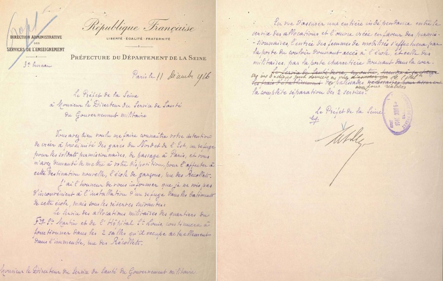 Lettre du prfet de la Seine, Marcel Delanney, au directeur du service de sant du Gouverneur militaire. D2T1 47.