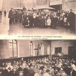 Cartes postales : les réfugiés au séminaire Saint-Sulpice. 8Fi 12.