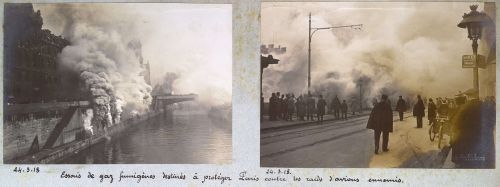 Photographies des essais de fumignes pour protger Paris. 9Fi 9.