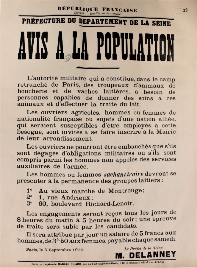Affiche de la prfecture du dpartement de la Seine. ATLAS 521.
