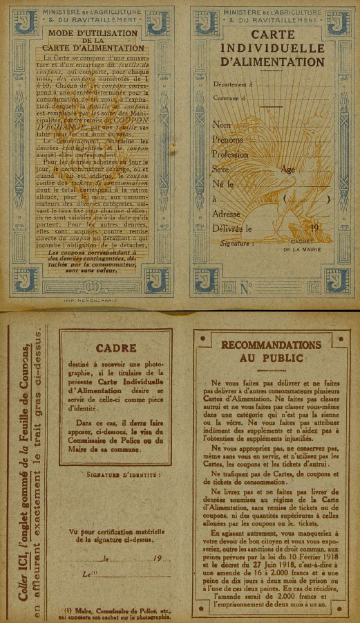 Carte Individuelle D Alimentation Archives De Paris