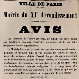 Affiche de la mairie du 11e arrondissement. ATLAS 521.