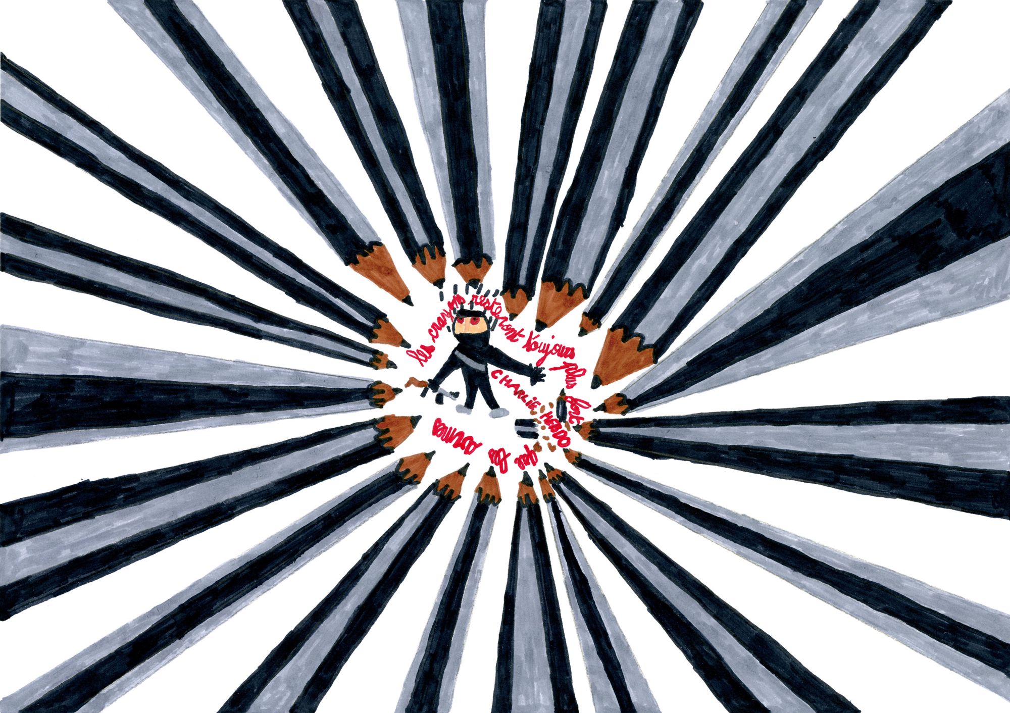 7 janvier 2015 : dessins reçus par Charlie hebdo après l’attentat