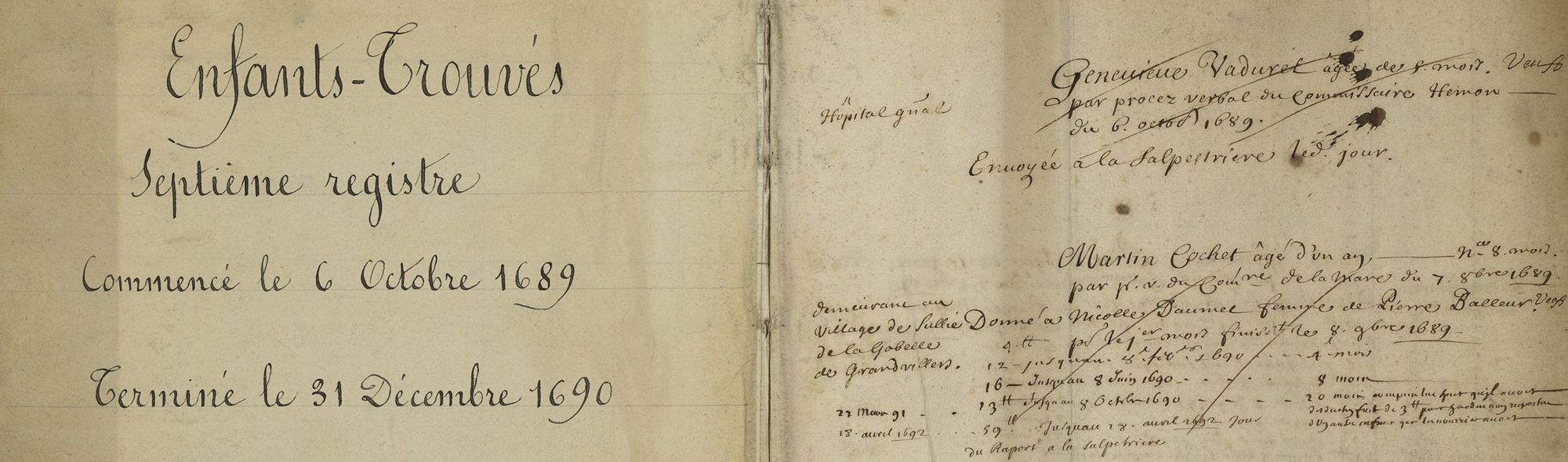 Registre d'admission de l'année 1689 (D2HET 74)