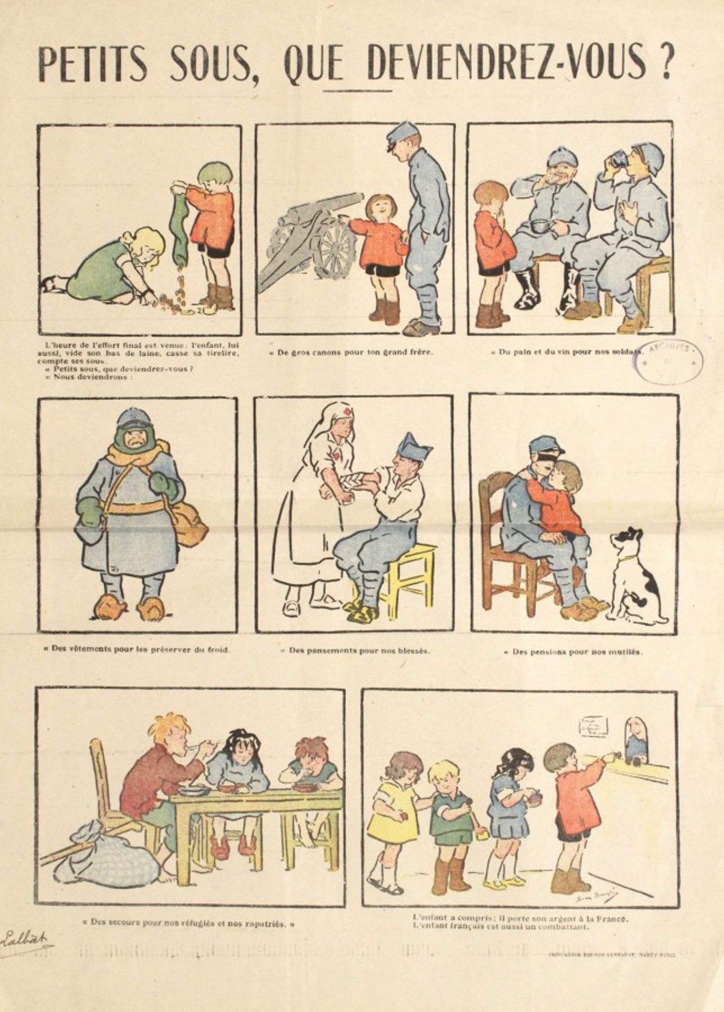 Affichette destinée aux enfants des écoles pour l'emprunt national. D19Z 1.