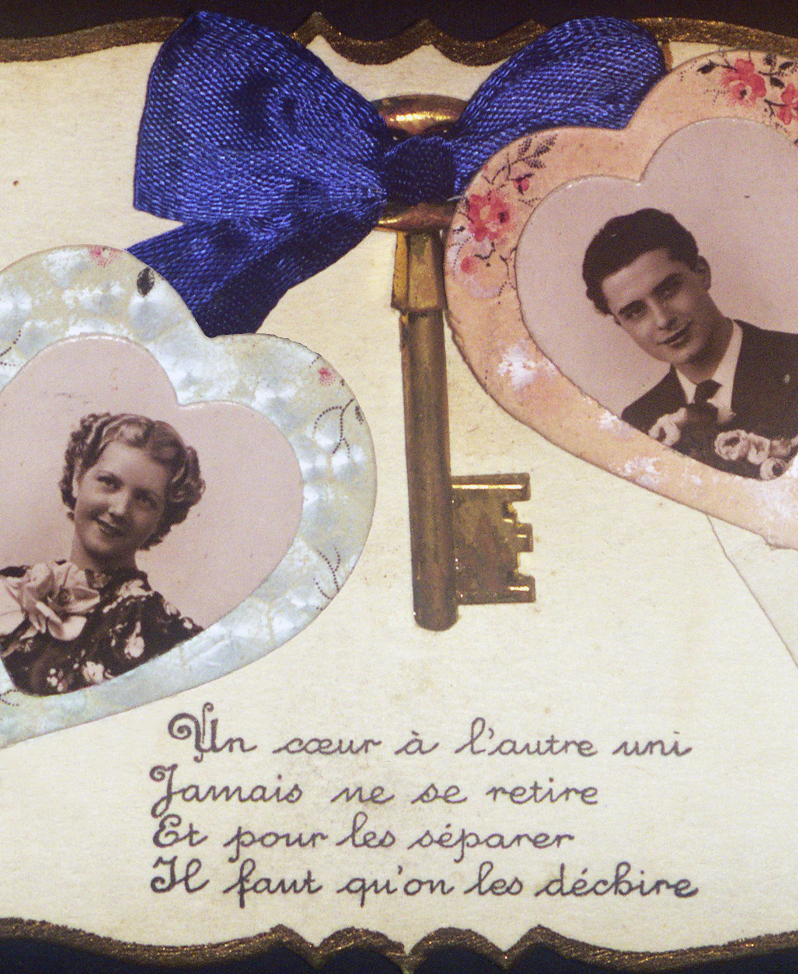 Carte postale avec portraits photographiques, extraite du dossier de l'Assistance publique de la Seine, pour le placement à la campagne de Guy T., 1943 (détail). Archives de Paris, D6X4 1478.